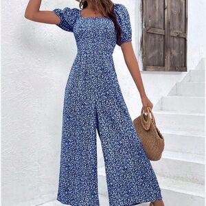SHEIN Blue and White Jumpsuit